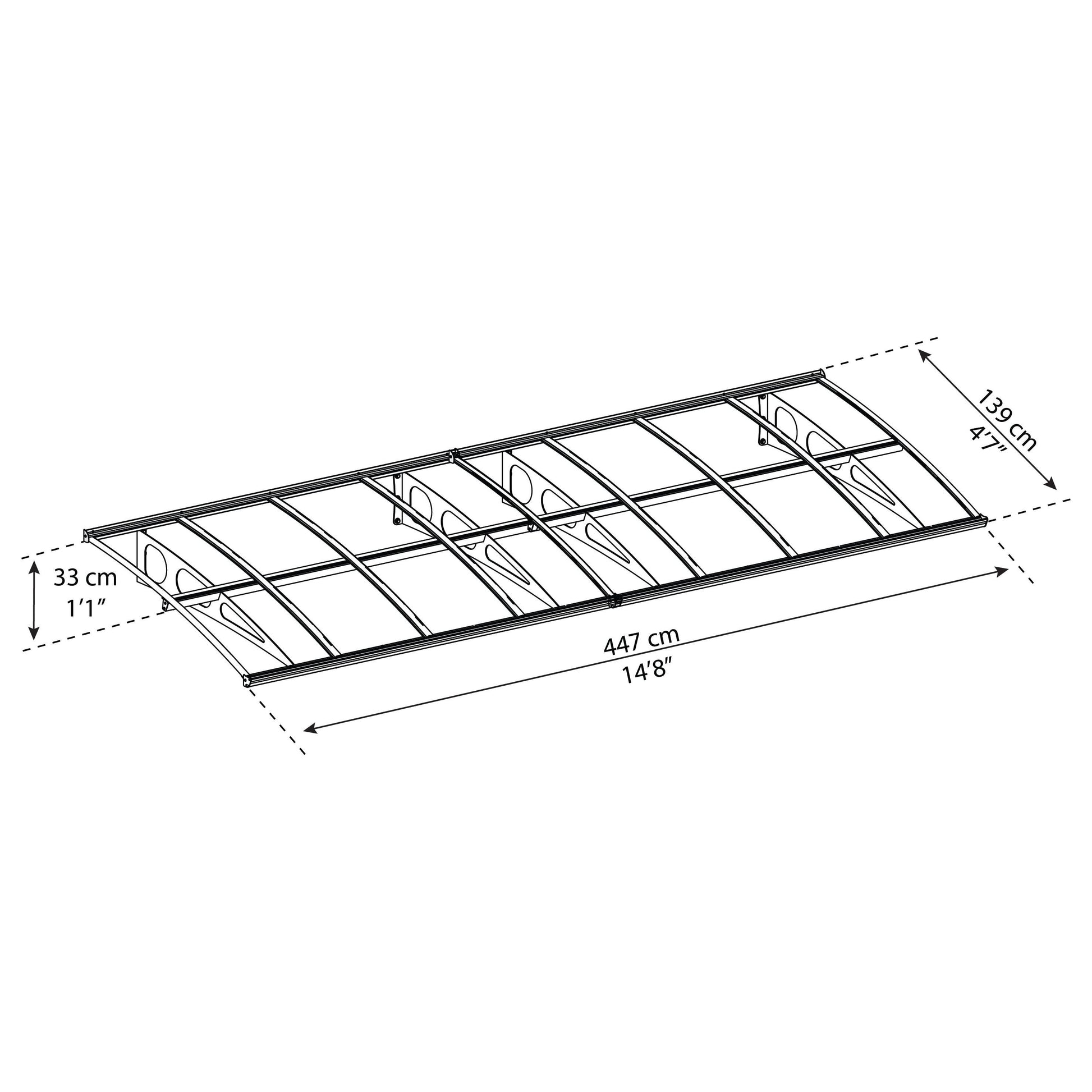 גגון Bordeaux לבן שקוף 1.4x4.5