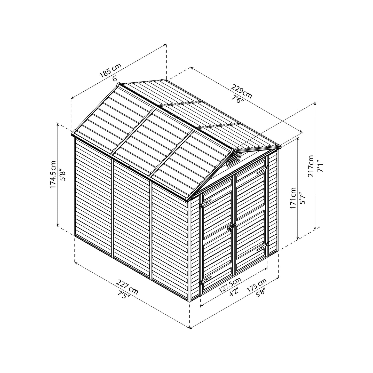 מחסן גינה Skylight אפור 1.9X2.3 מבית פלרם - Canopia