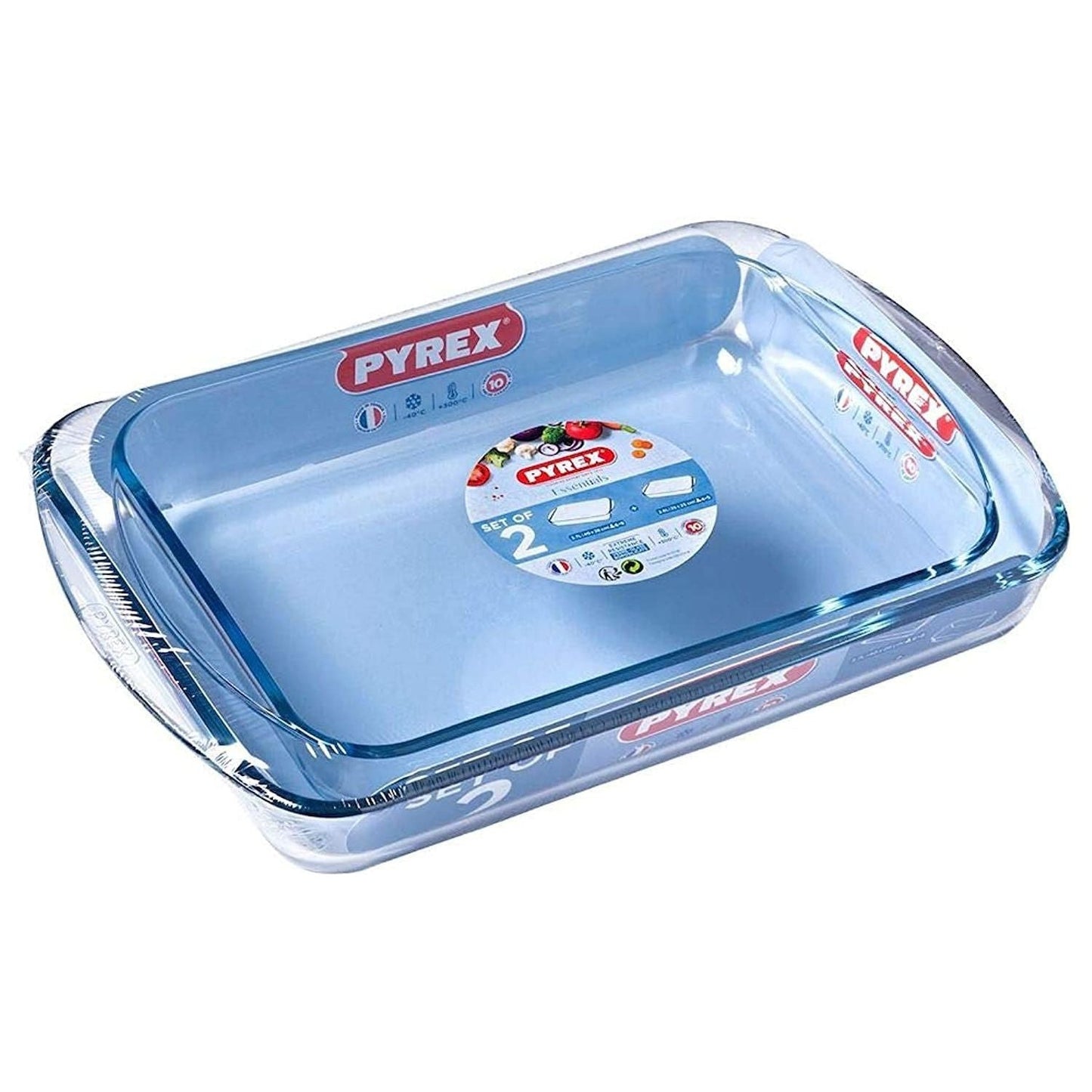 סט 2 תבניות מלבניות  2.6ליטר+3.7ליטר 35*23+40*28 PYREX