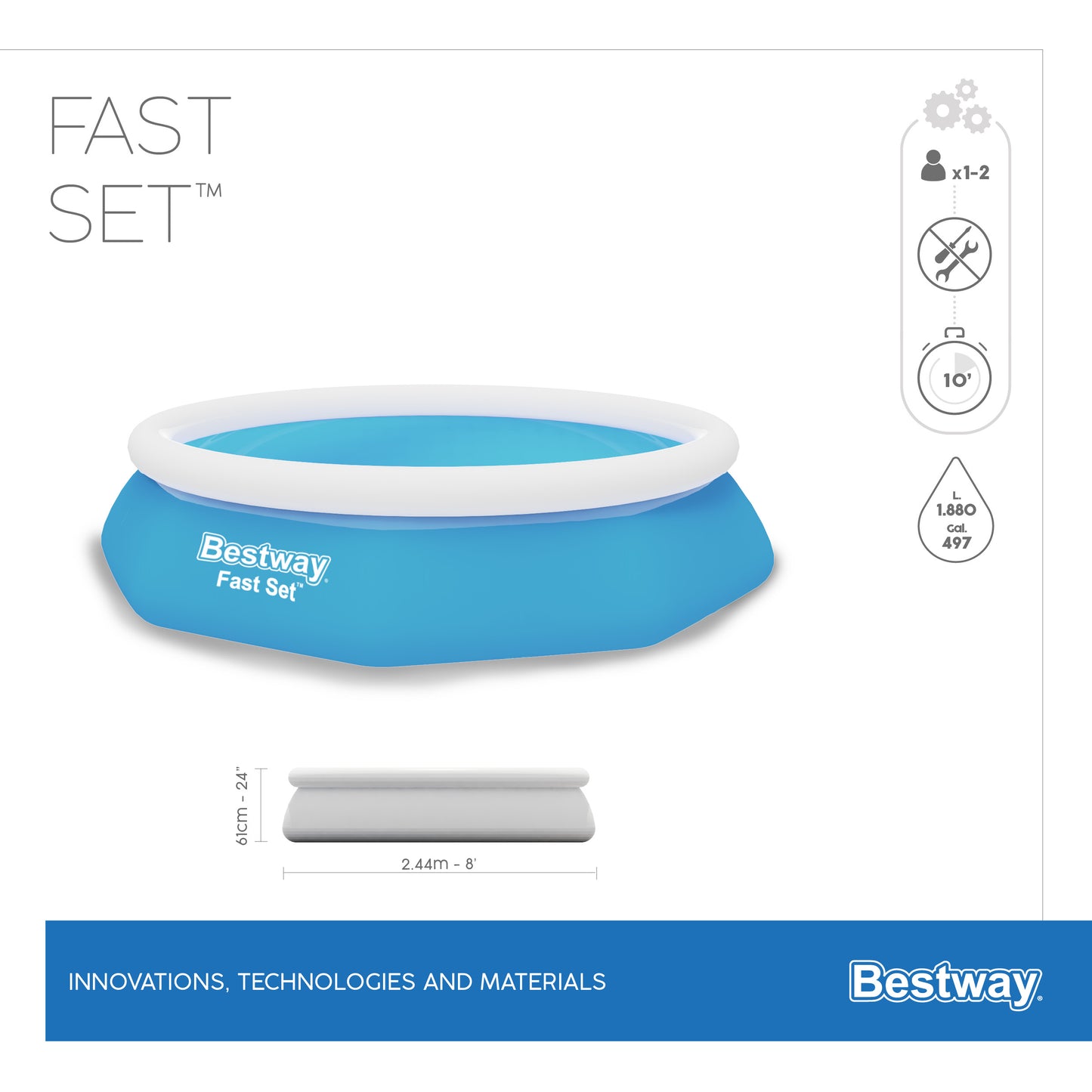 בריכה 61*244 ס"מ, FAST יבואן רשמי BESTWAY, דגם 57448