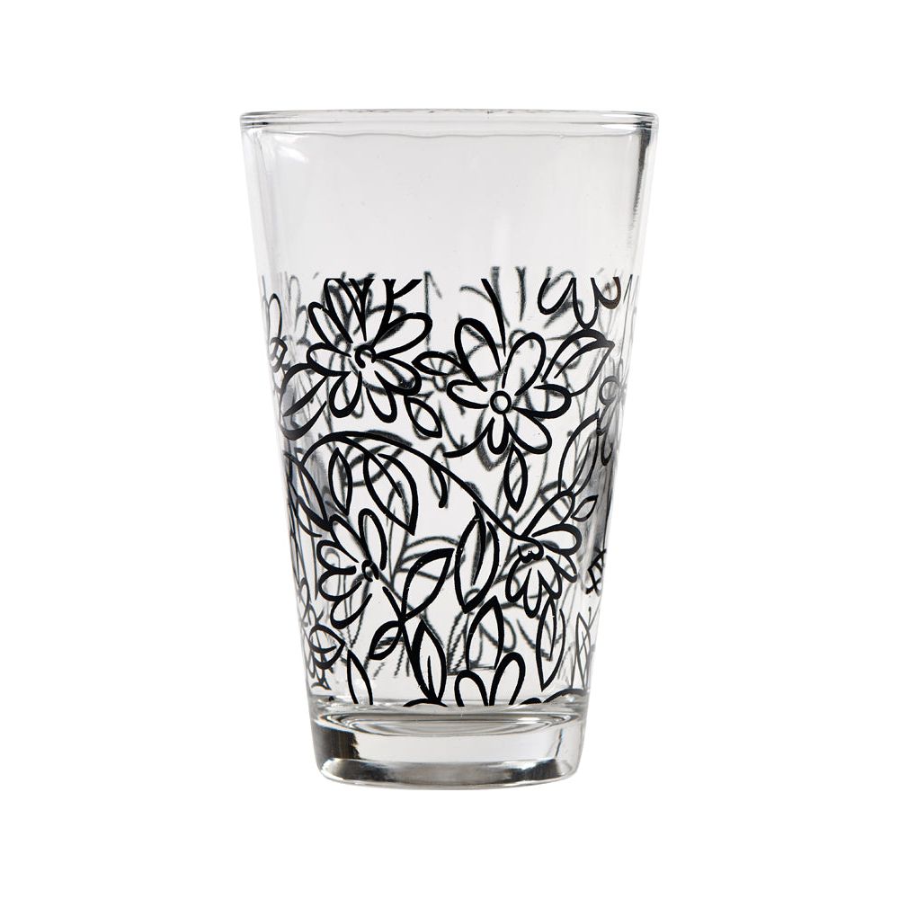 סט 3 כוסות זכוכית פרח שחור
