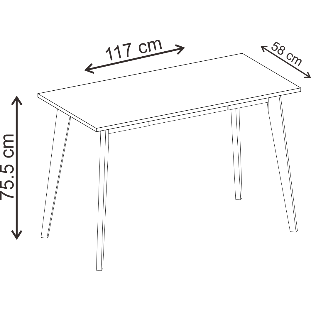 שולחן כתיבה עם מגירה, דגם דניאל 117X58