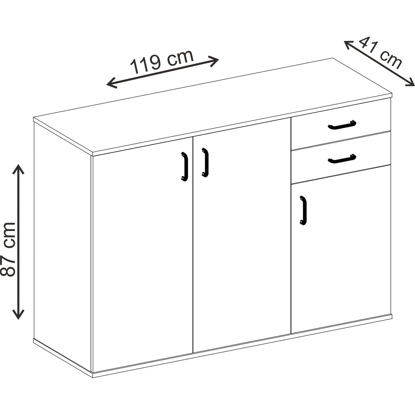 שידה משולבת 119 ס מ לבן