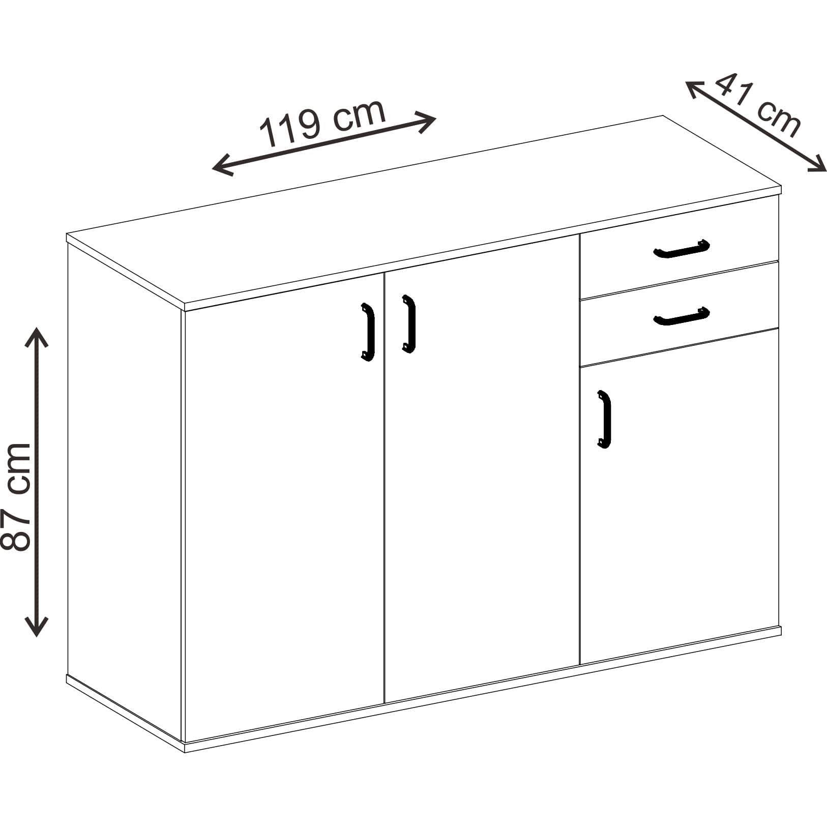 שידה משולבת 119 ס מ לבן