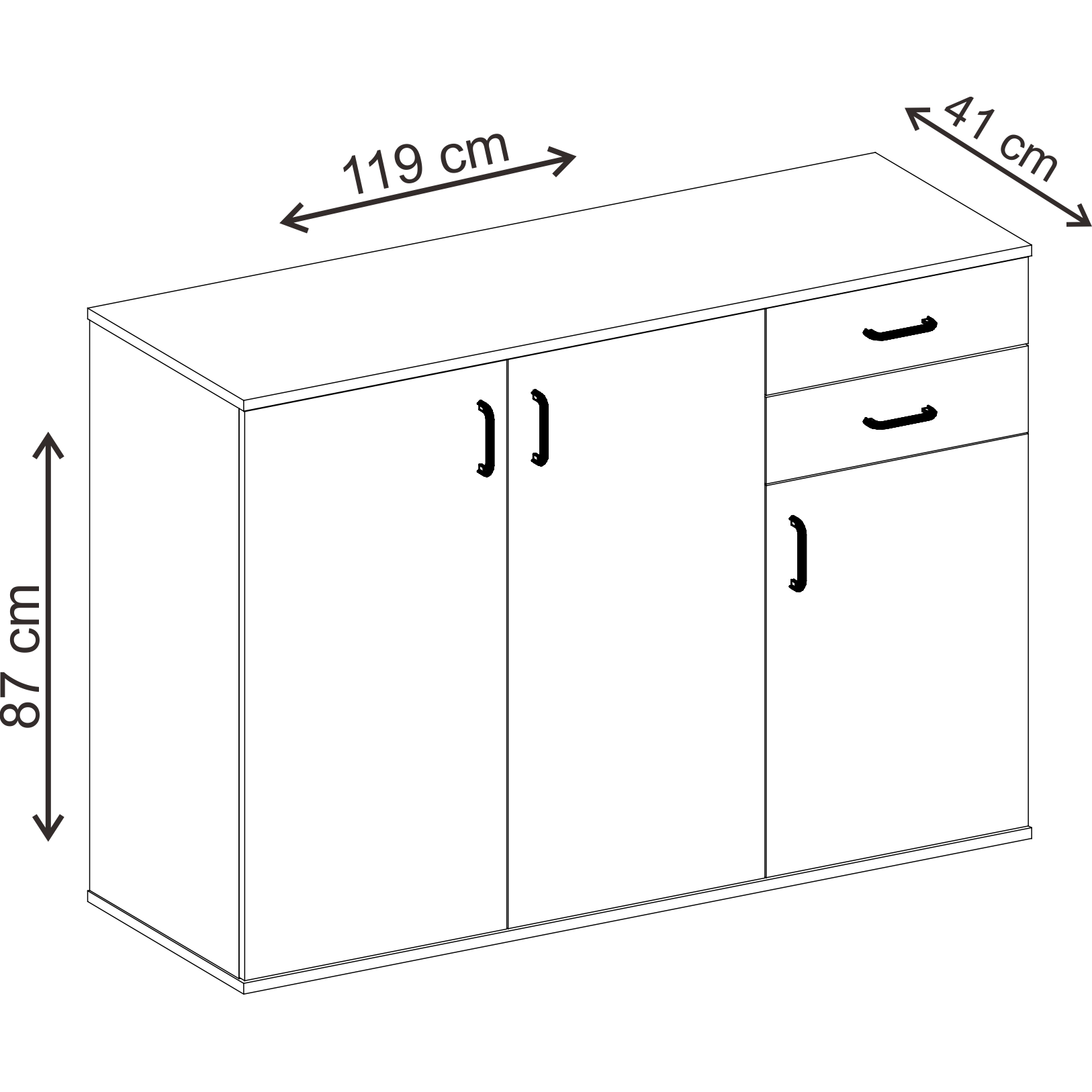 שידה משולבת 119 ס"מ עץ