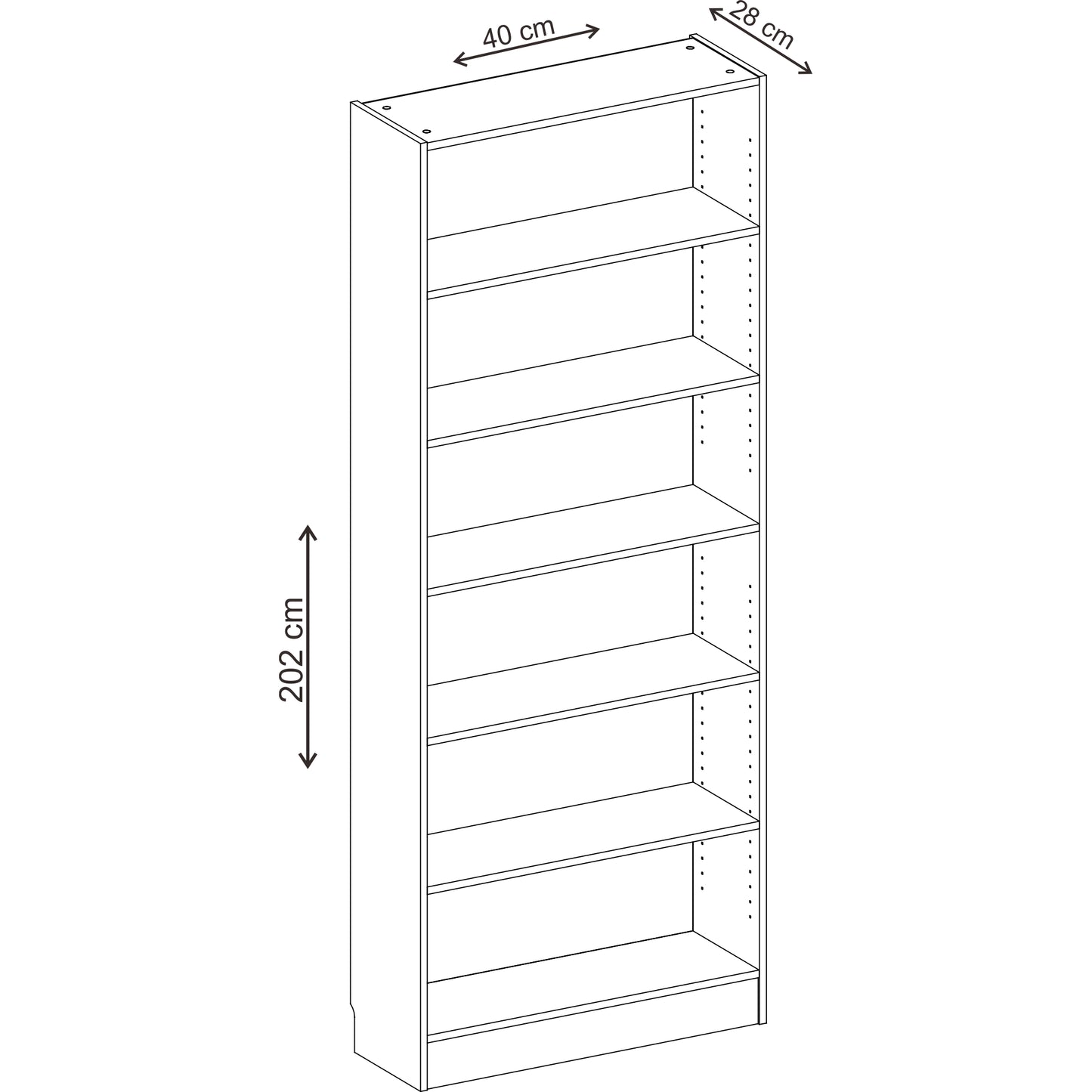 כוננית ספרים 40*28*202 ס"מ עץ